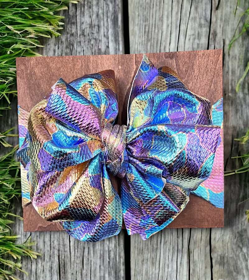 Metallic Big tassel printed headbands HB30M-3