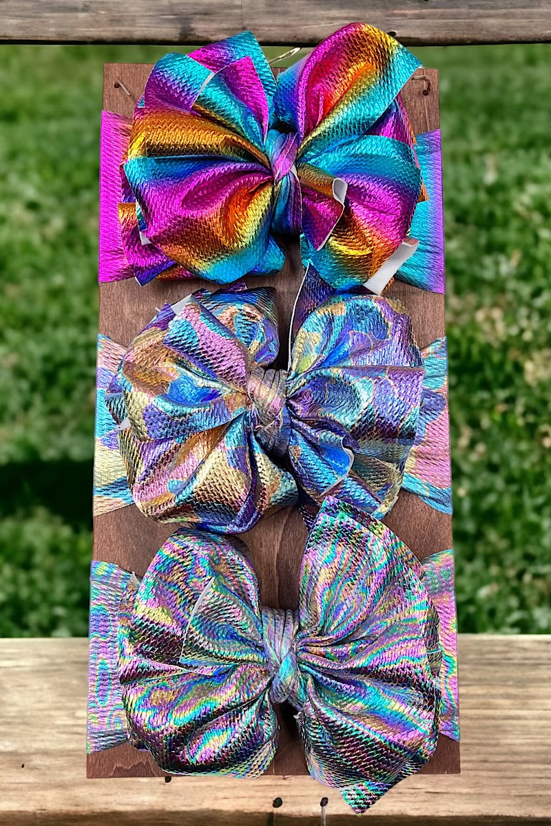 Metallic Big tassel printed headbands HB30M-3