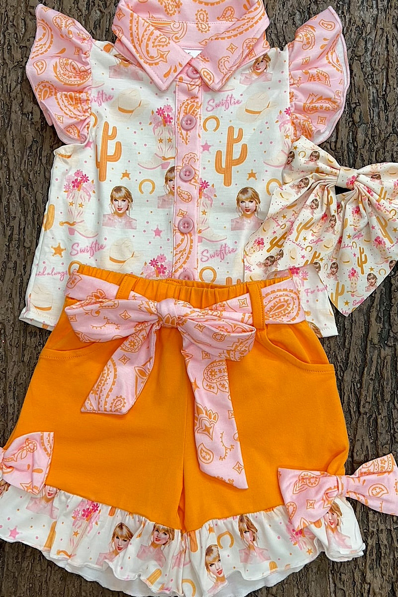 Tayl*r Sw*ft printed girls 2 piece set.