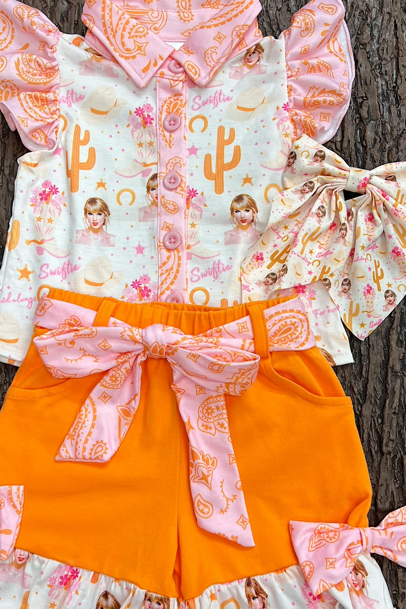 Tayl*r Sw*ft printed girls 2 piece set.