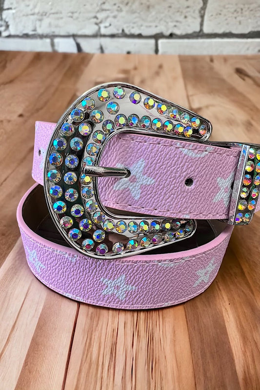 Pink star printed girls belt. (31.5"long  Wide1.25) ACG25133019 S