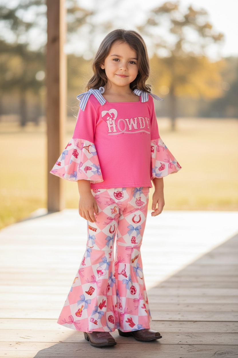 Howdy bell sleeve top and bell bottoms.