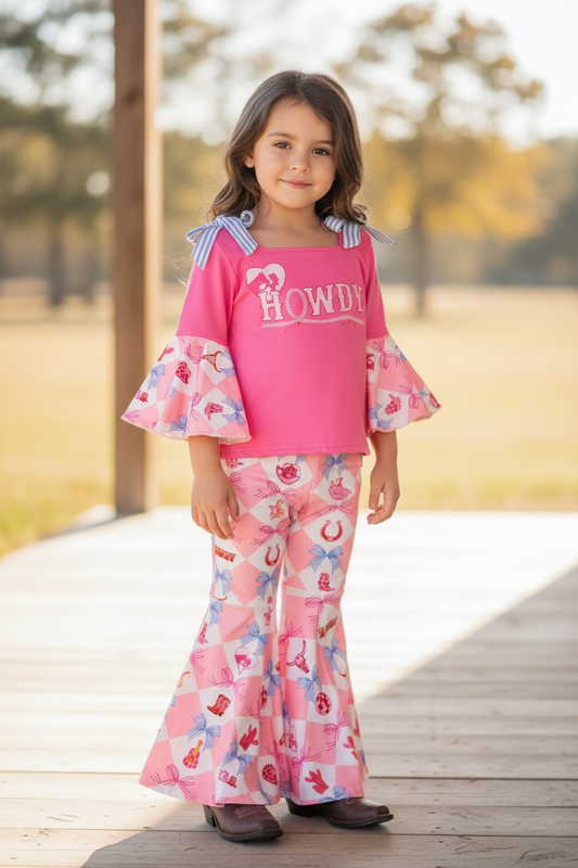 Howdy bell sleeve top and bell bottoms.