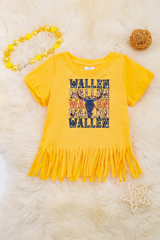 Yellow Wallen fringe graphic tee