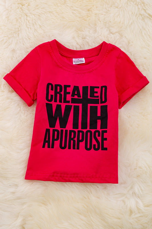 Fuchsia "Created with a purpose" printed tee shirt