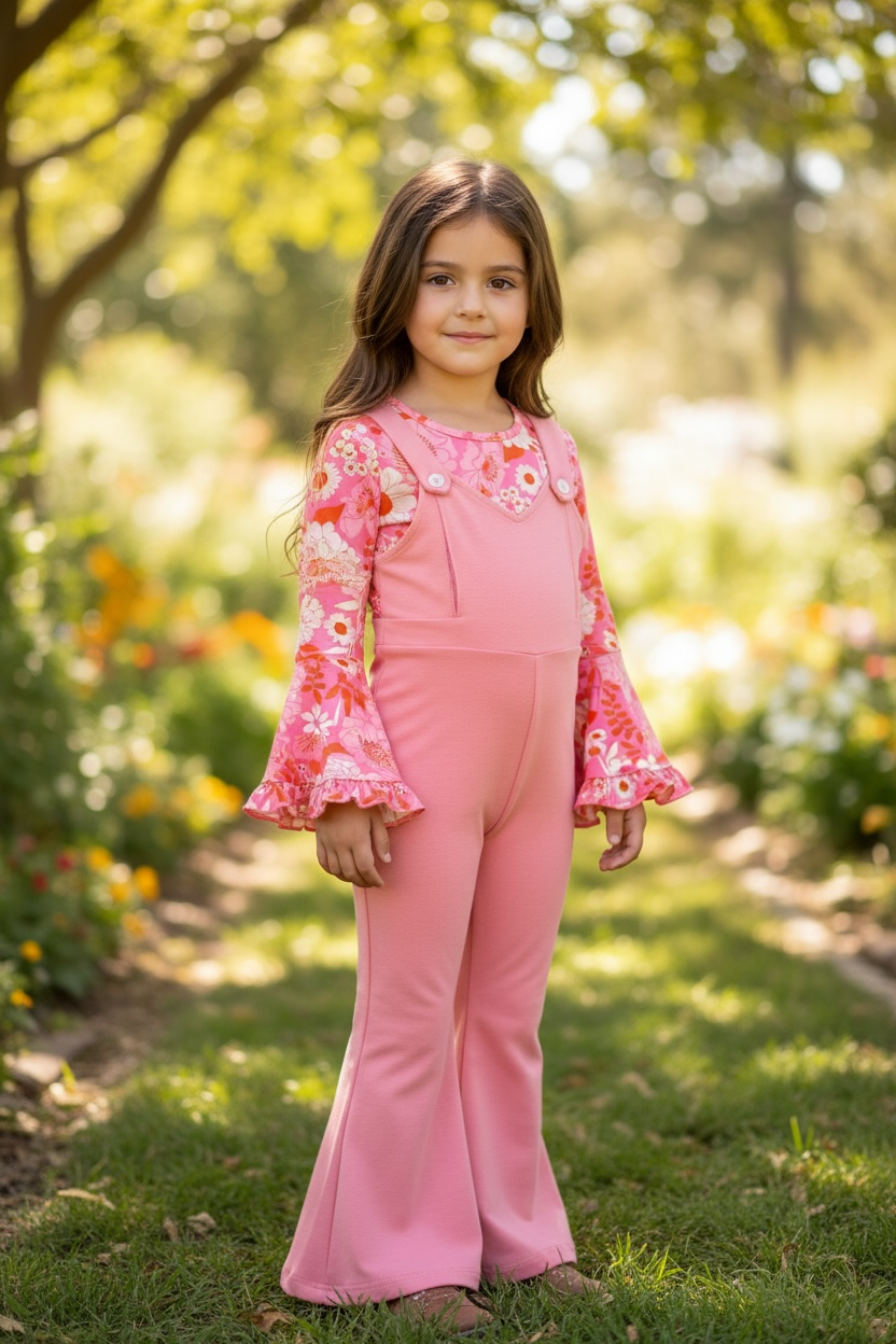 Floral long sleeve top and jumpsuit.