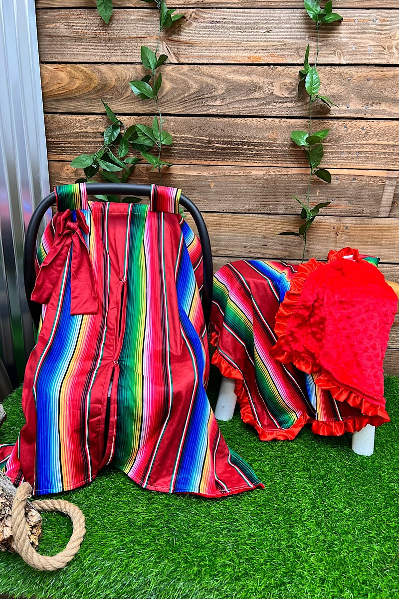SERAPE PRINTED  PRINTED CAR SEAT COVER WITH RED MINKY FABRIC. ZYTG651522012