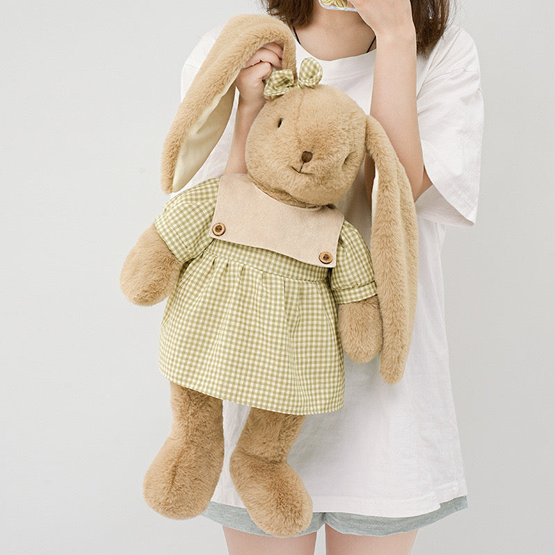 Cute gingham dress rabbit! Available in 2 sizes.