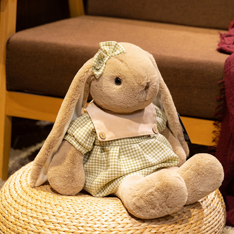 Cute gingham dress rabbit! Available in 2 sizes.
