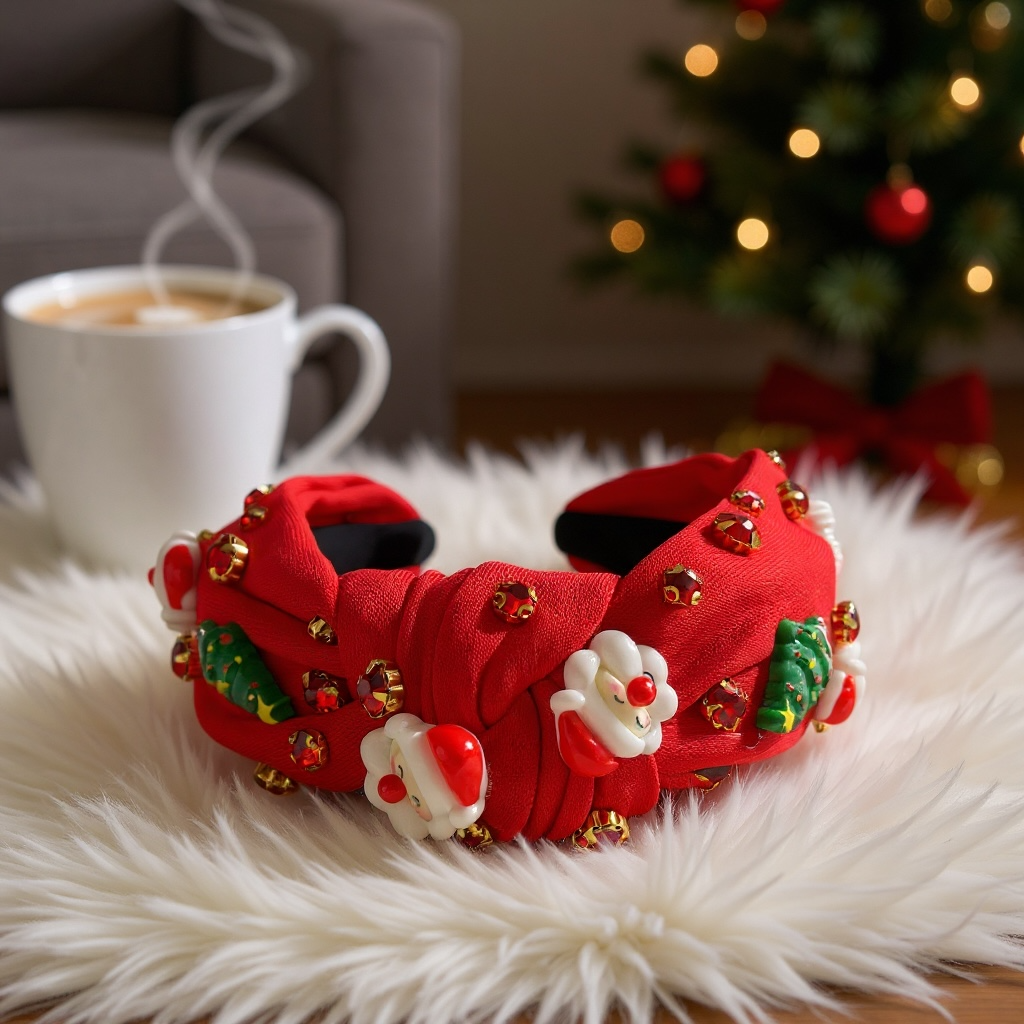 Red Santa with beads headband.