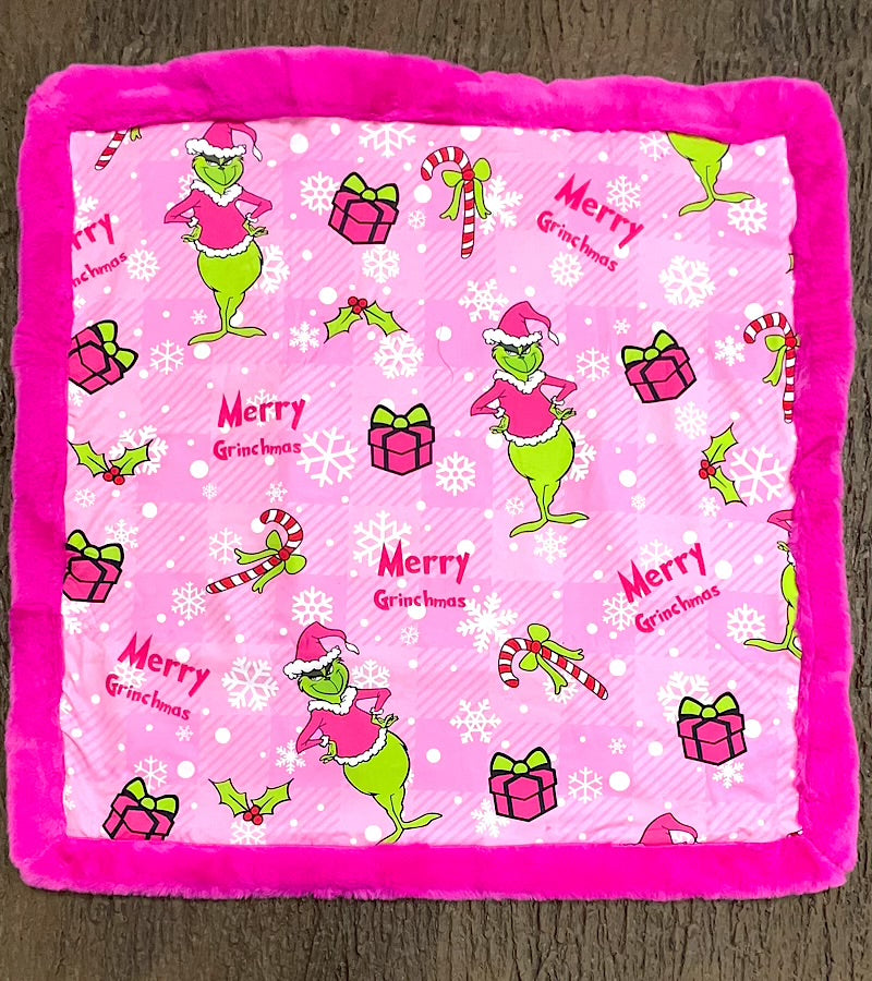 32 inch X 32 inch Fuchsia Christmas baby blanket. BL072301-32*32inches