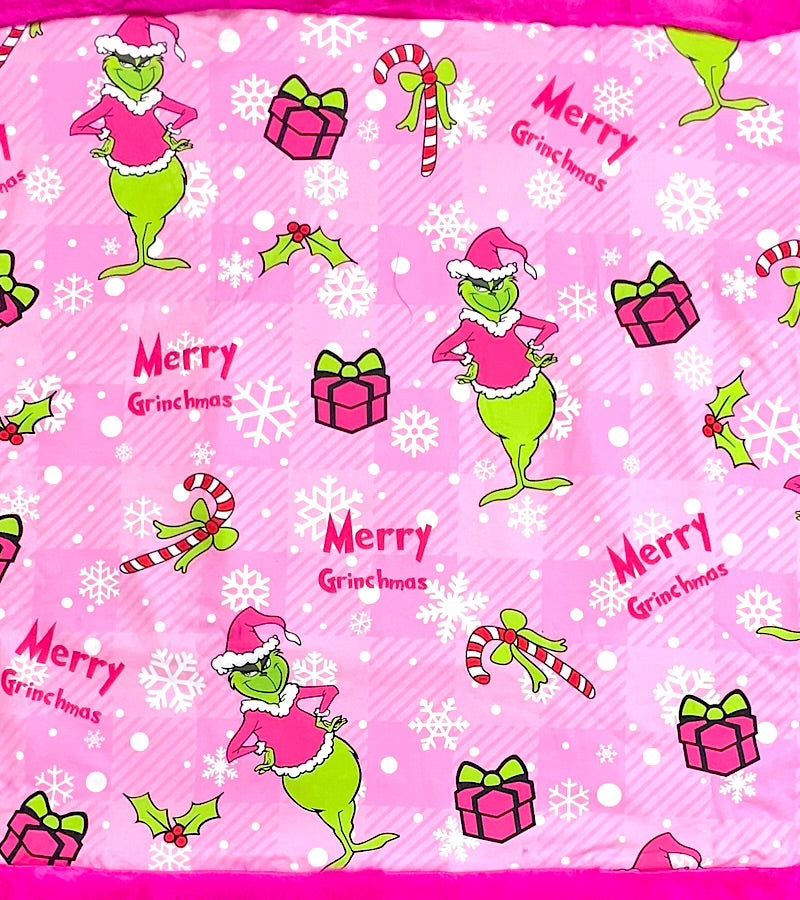32 inch X 32 inch Fuchsia Christmas baby blanket. BL072301-32*32inches