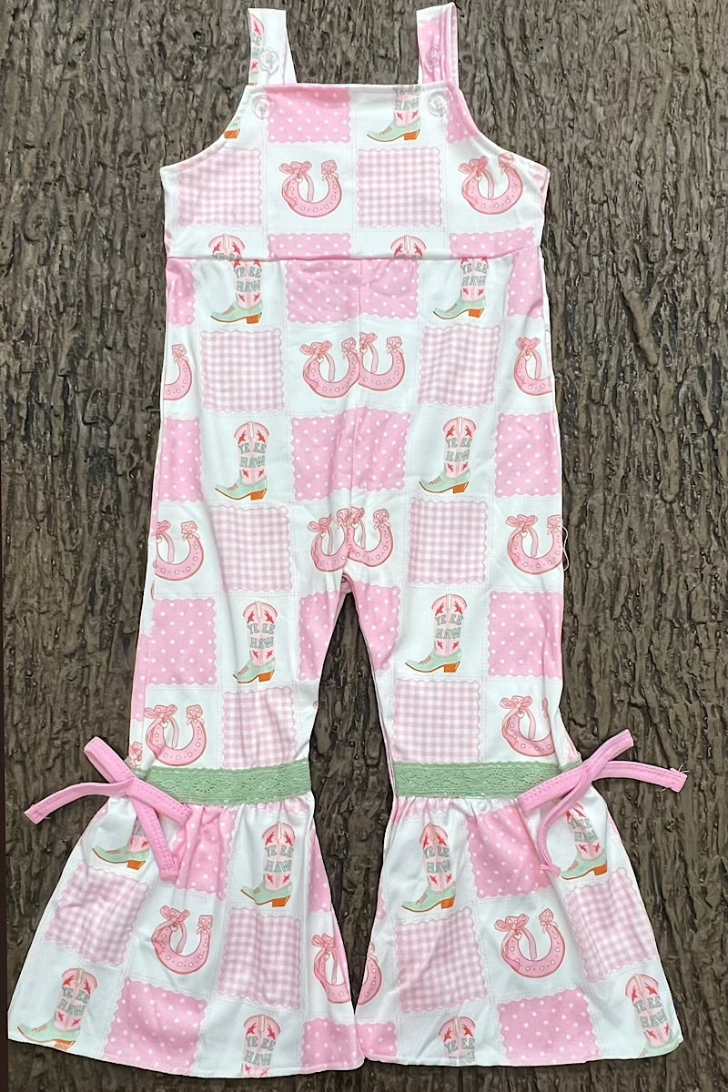 Pink Western patchwork girls romper. (Shirt not included) GSD040801-2MON