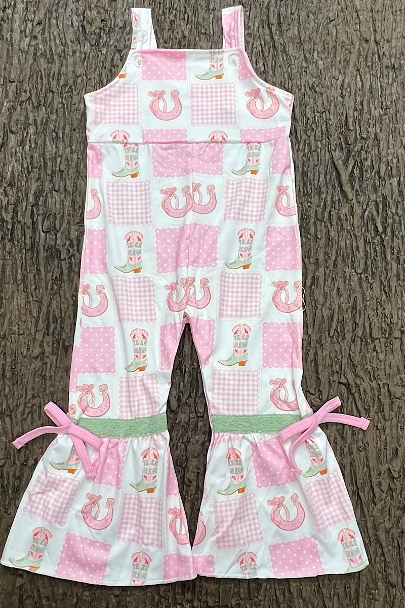 Pink Western patchwork girls romper. (Shirt not included) GSD040801-2MON