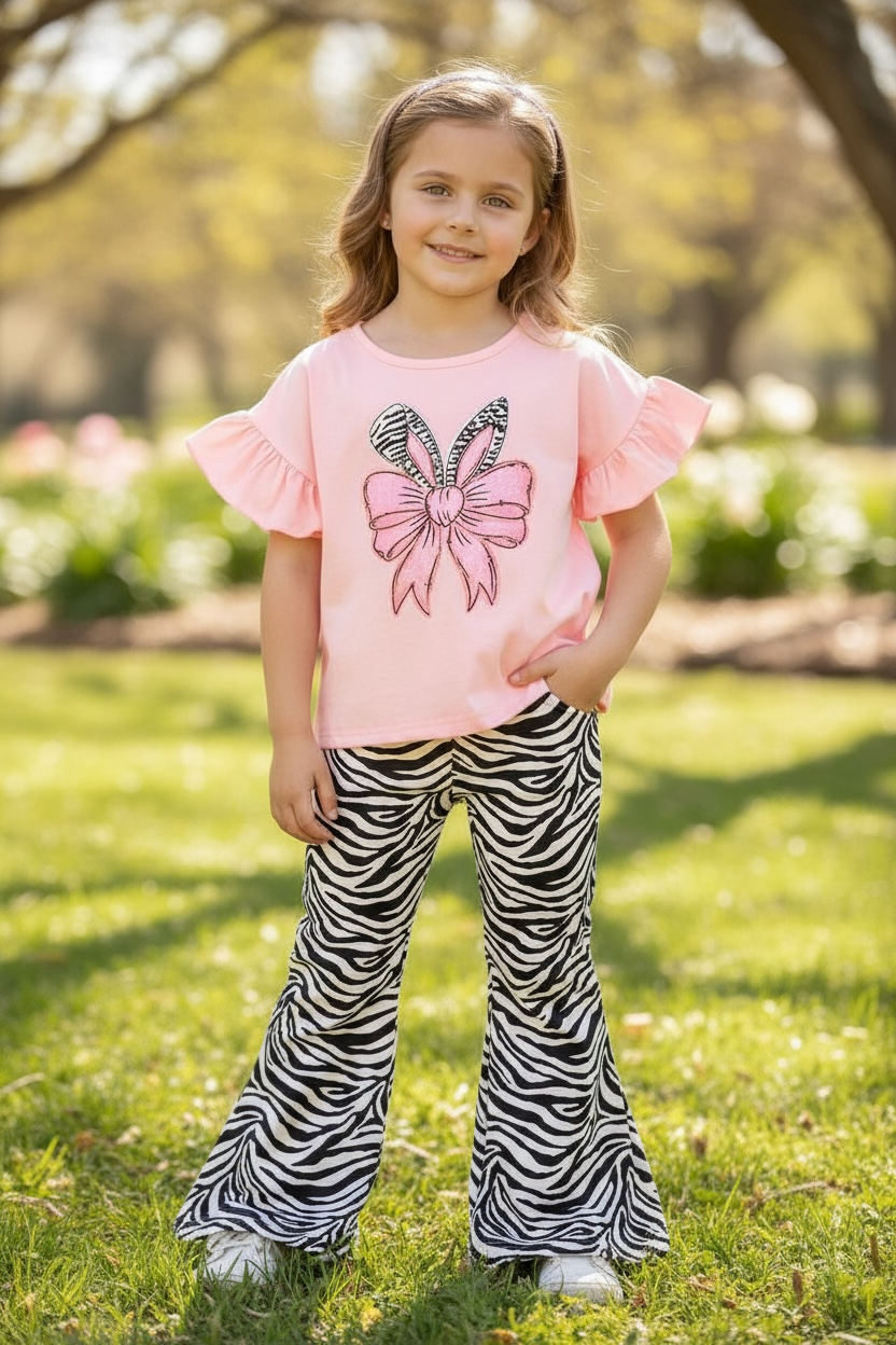 Easter bunny zebra printed top & bottoms.