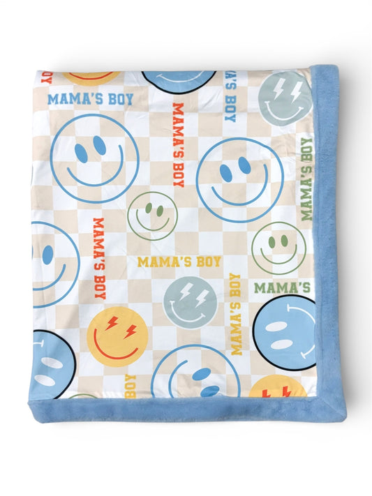 50" x 60" Mama's Boy emoji throw blanket. BL092403-50*60inches