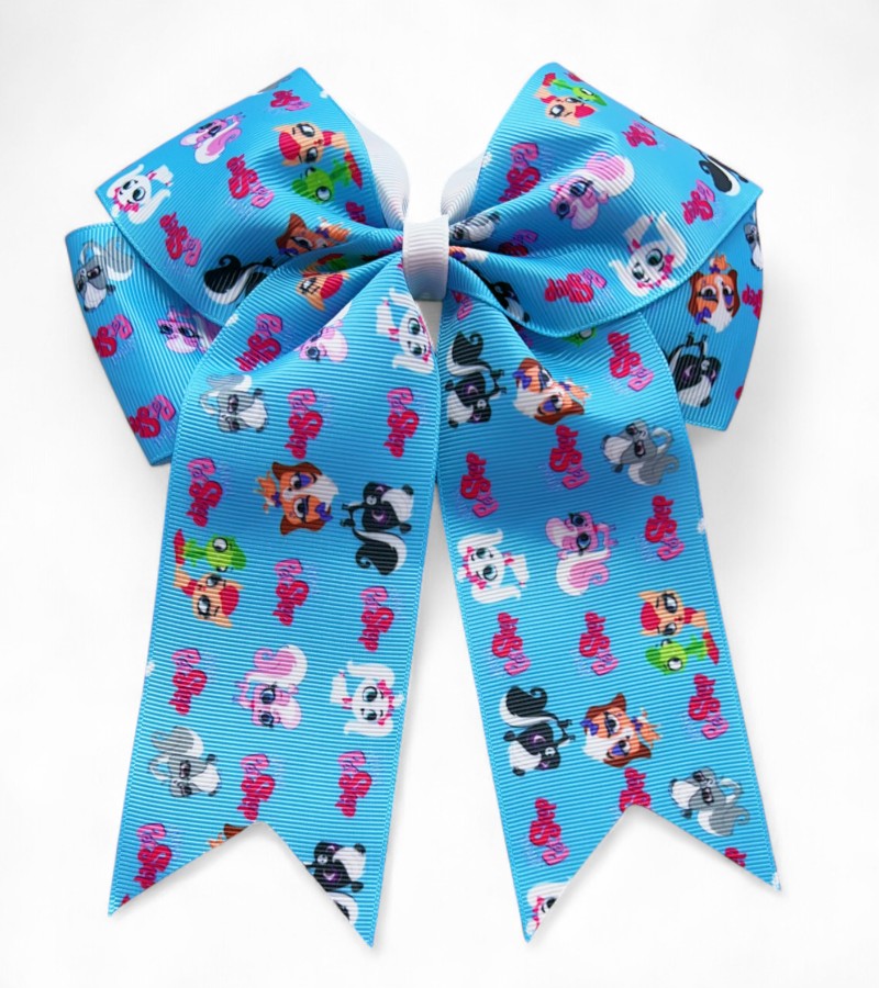 6.5" X 7.5" Fun character printed coquette bows.