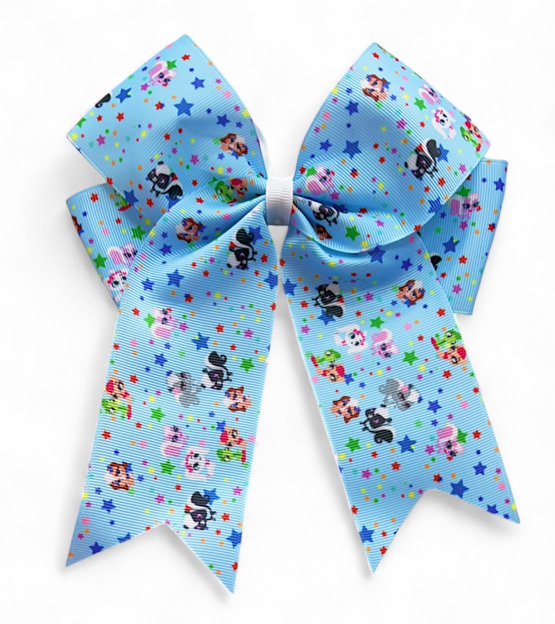 6.5" X 7.5" Fun character printed coquette bows.