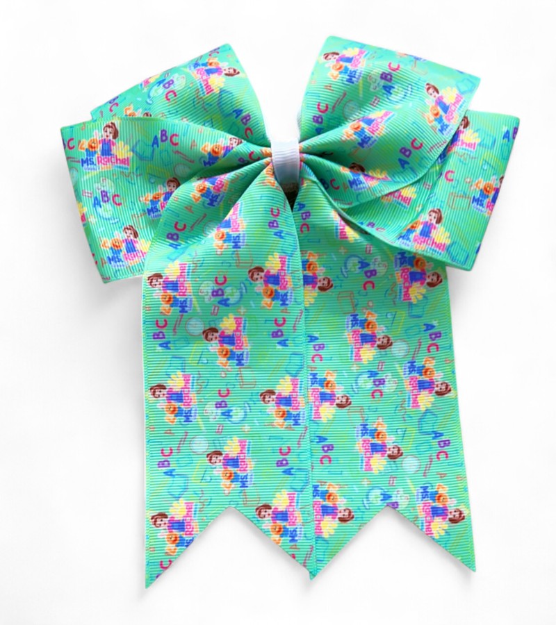 6.5" X 7.5" Fun character printed coquette bows.
