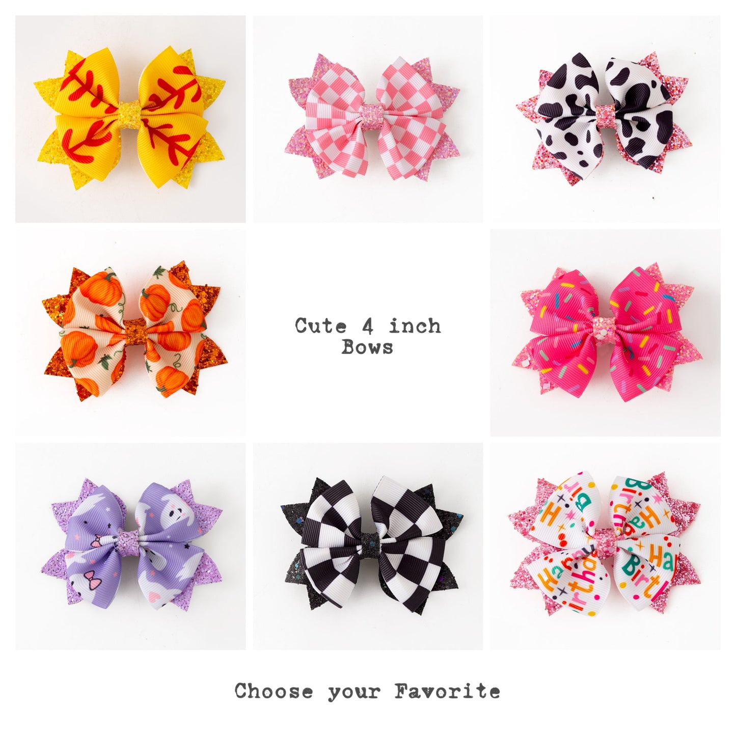 Cute 4 inch hair bows. Choose your favorite