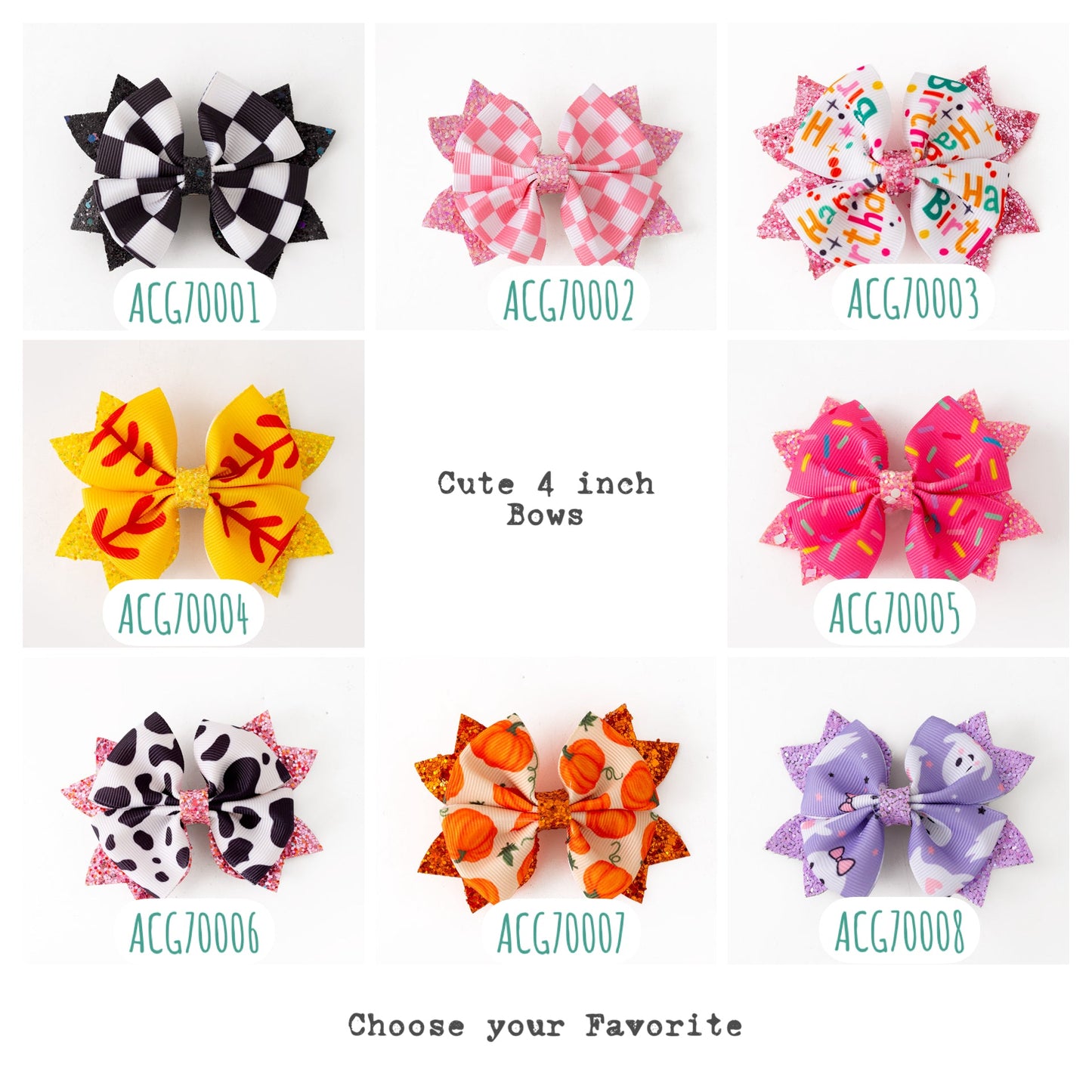 Cute 4 inch hair bows. Choose your favorite