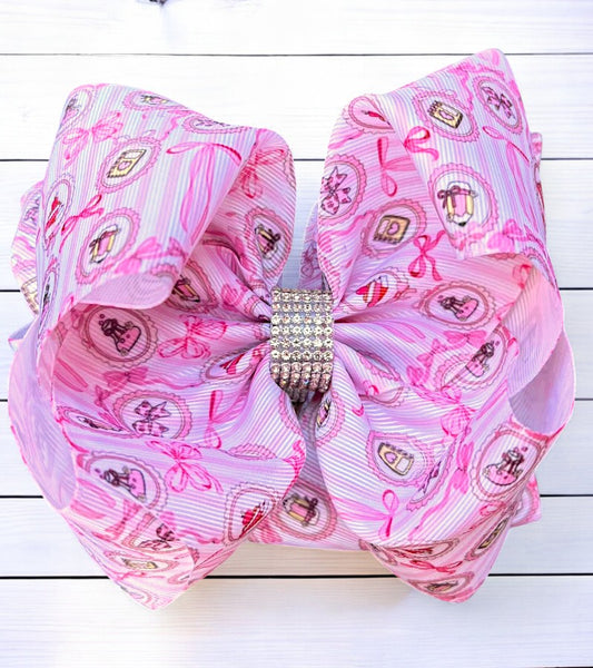 Multi-Printed back to school double layer hairbows. BW-DSG-29