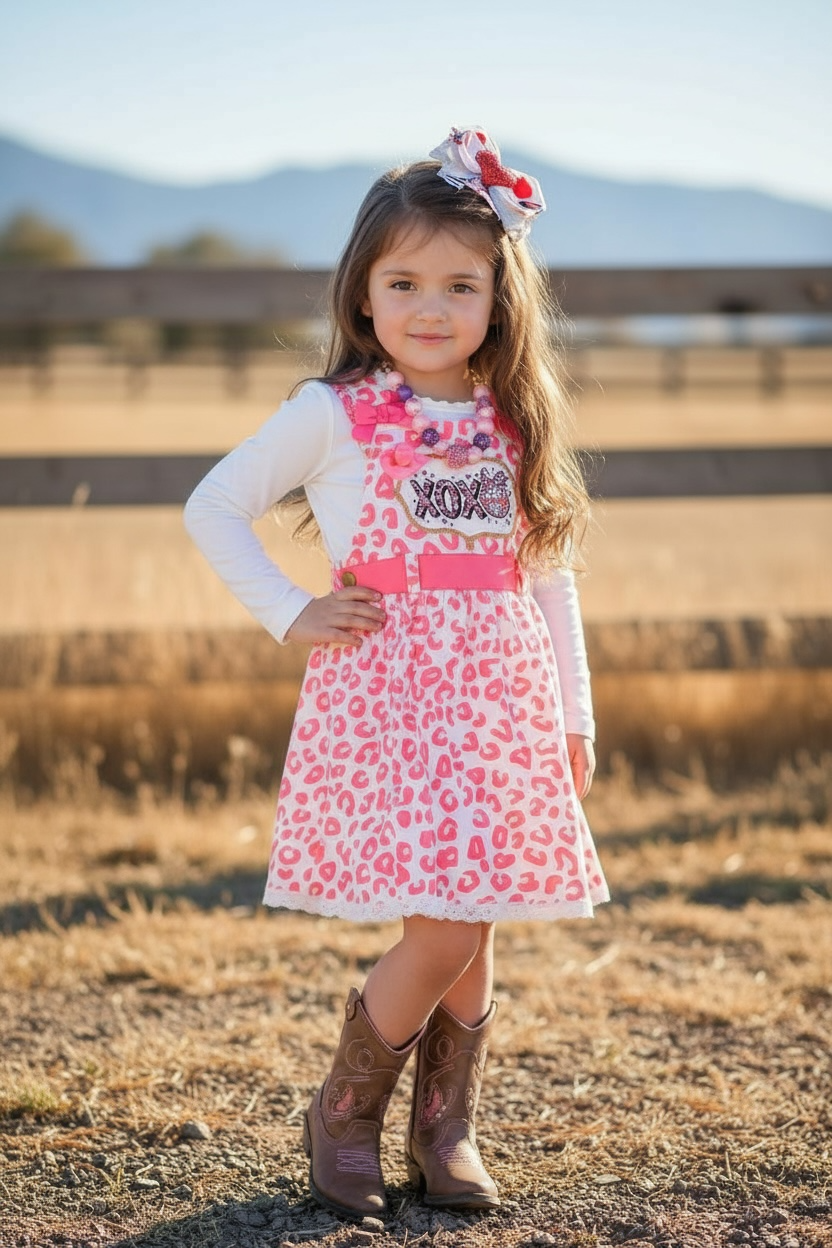Cheetah printed dress with lace hem. (Shirt not included)