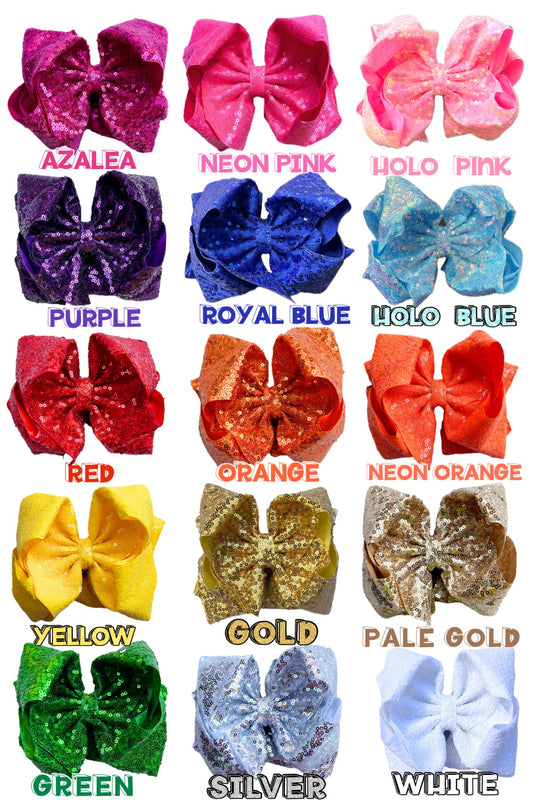 Double layer sequins bows w/alligator clip.