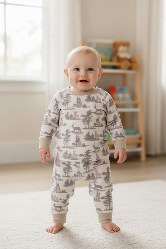 Cute wilderness printed pajama set.