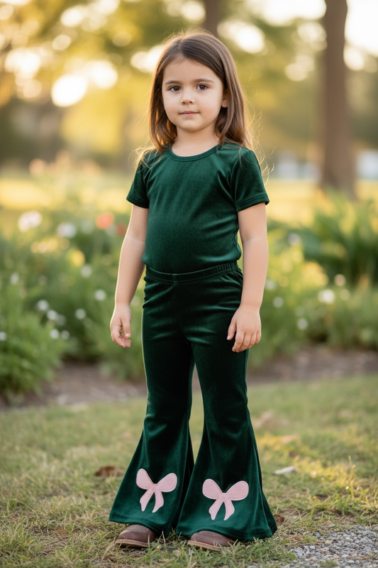 Green faux velvety pants. PNG50676