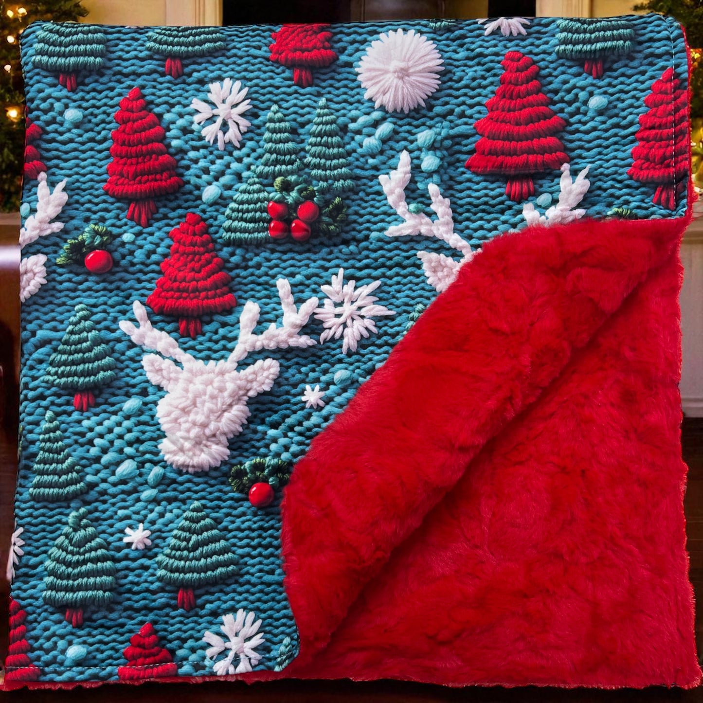 3d knit pattern christmas baby blanket.