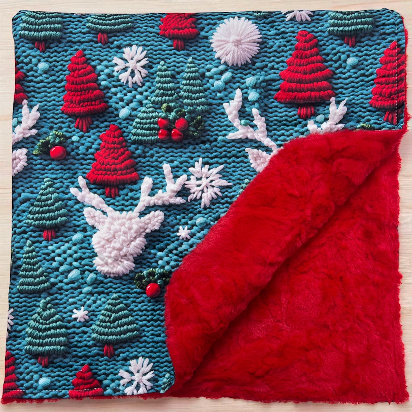 3d knit pattern christmas baby blanket.