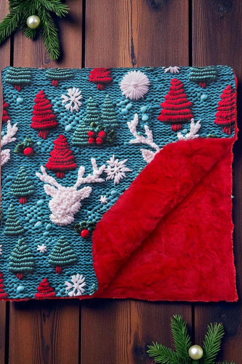 3d knit pattern christmas baby blanket.