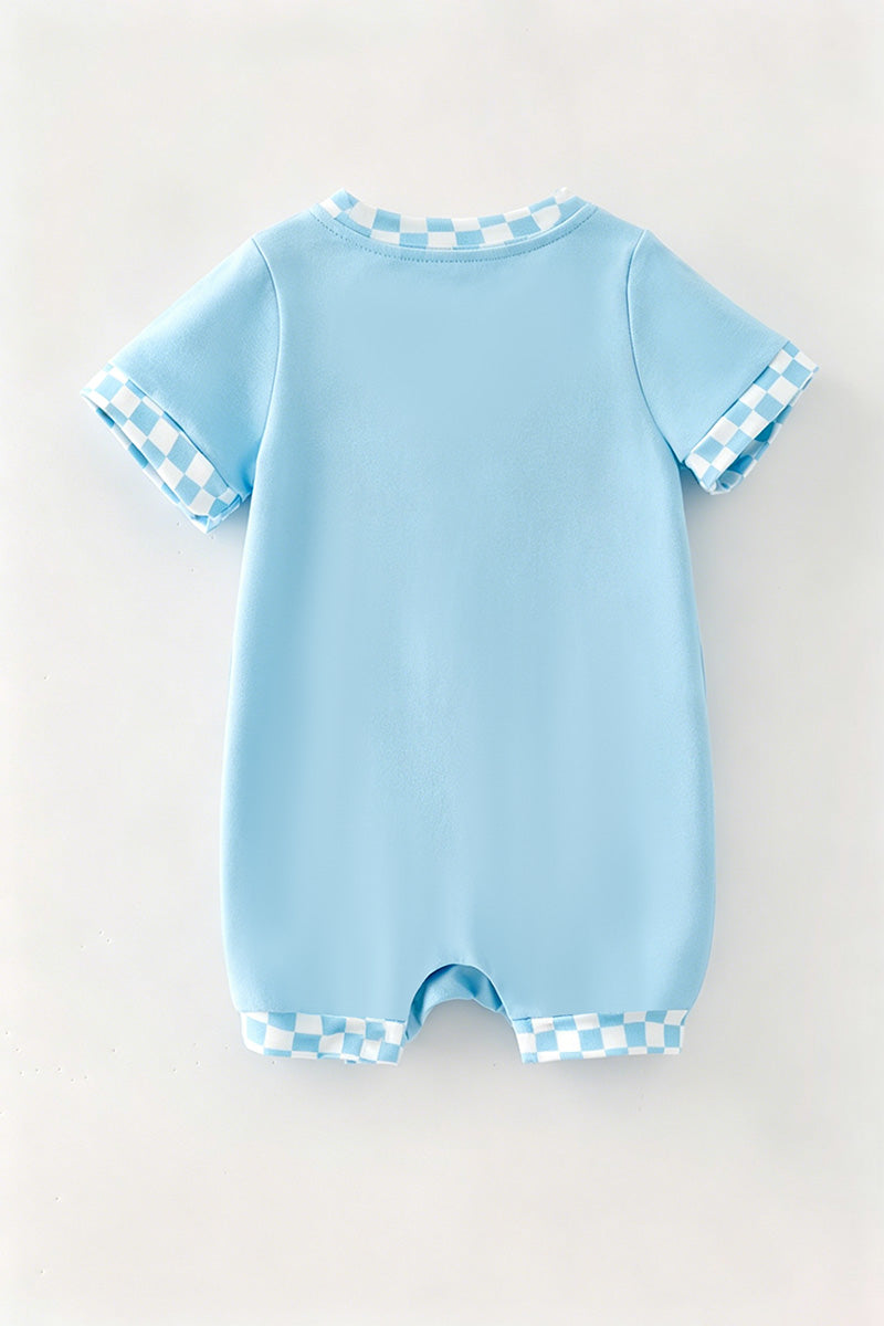 "Dream Big Little Cowboy" Lt. Blue baby romper. RPB60575 -S-