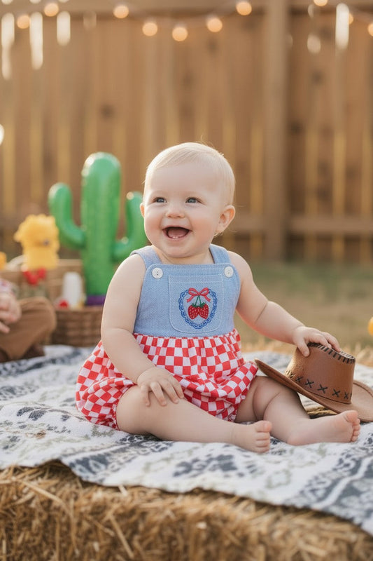 Strawberry printed bubble baby romper. RPG64273 -M-