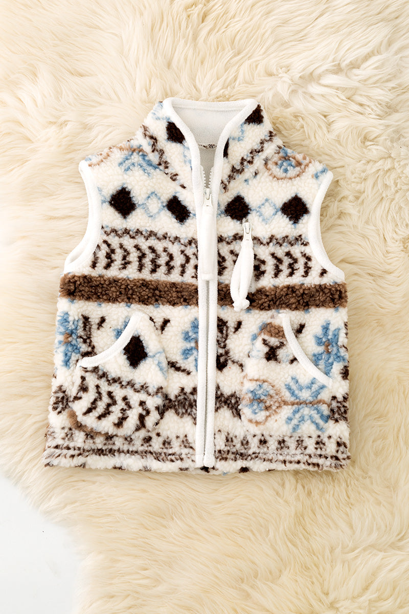 White multi-printed vest. TPG60365 -A-