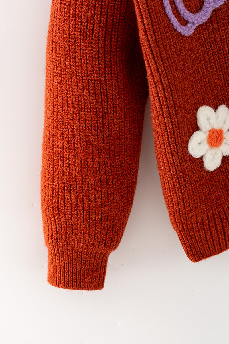 Flower & pumpkin embroidered on knitted sweater. TPG60459 -A-