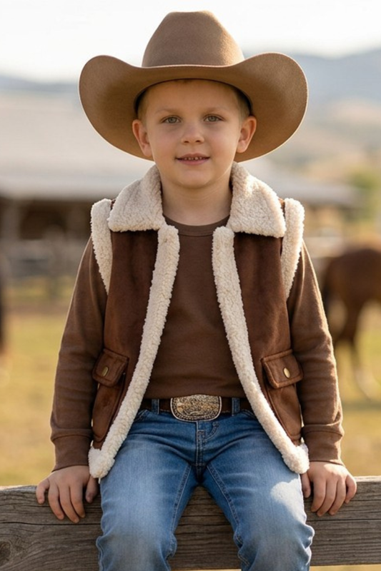 Chocolate brown sherpa vest w/pockets. TPG60370 -A-