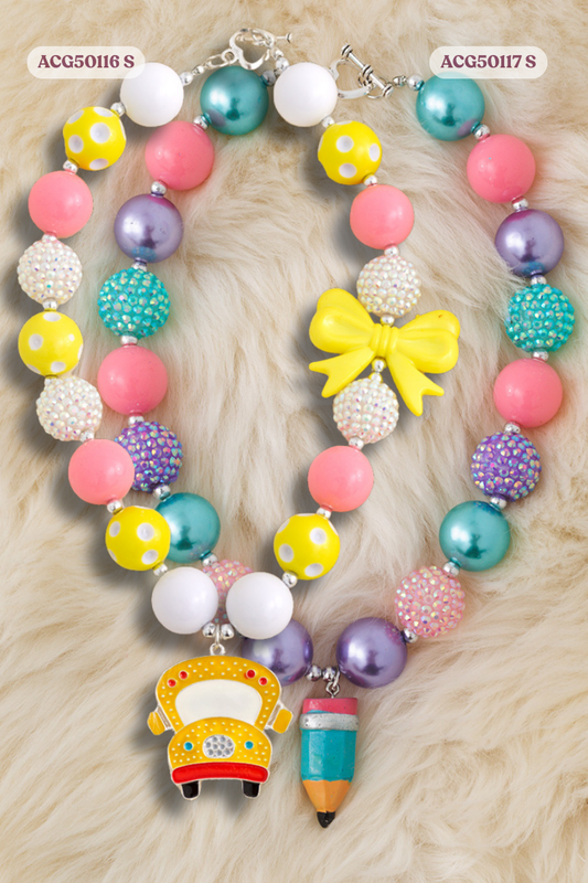 Back to school bubble necklace with pendant.