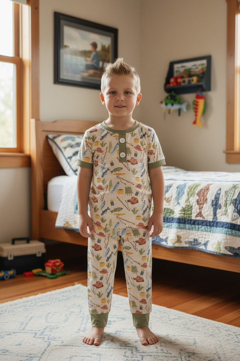 Fishing printed boys pajamas. BSPO0425-3A-