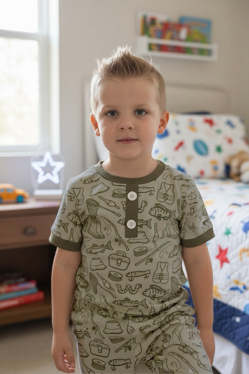 Gone Fishing printed pajamas. BSPO0425-4-M-