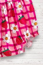 Load image into Gallery viewer, PINK SUMMER WITH STRAWBERRIES &amp; FLOWERS PRINTED BABY ROMPER. RPG40273
