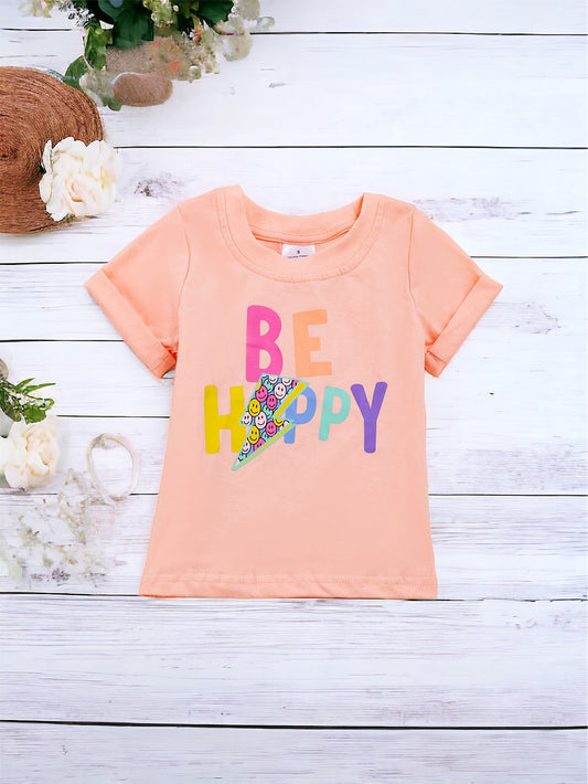 BE HAPPY PEACH T-SHIRT.  TPG25154005