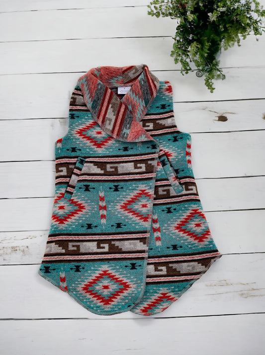 TEAL AZTEC PRINTED CARDIGAN FOR GIRLS . TPG65153115